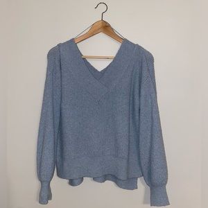 Pink Rose light blue fall sweater. Size Medium